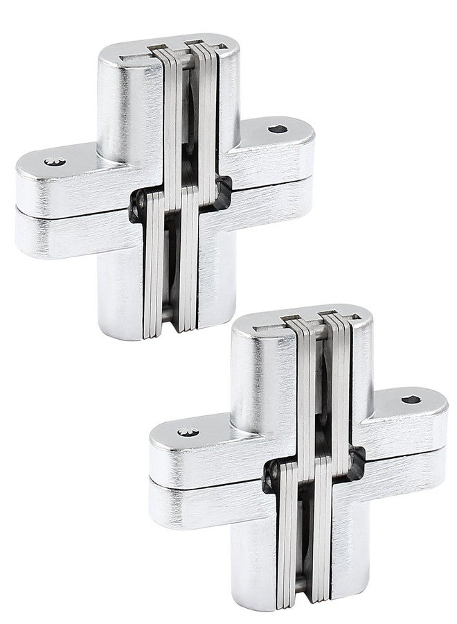 Rierdge 68.5 mm Hidden Hinge, Stainless Steel 180 Degree Invisible Cross Hinges for Kitchen Cabinet Door, Frameless Concealed Hinge with Screws, 4pcs - Image 1